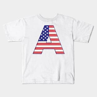 American Embroidered Font Kids T-Shirt